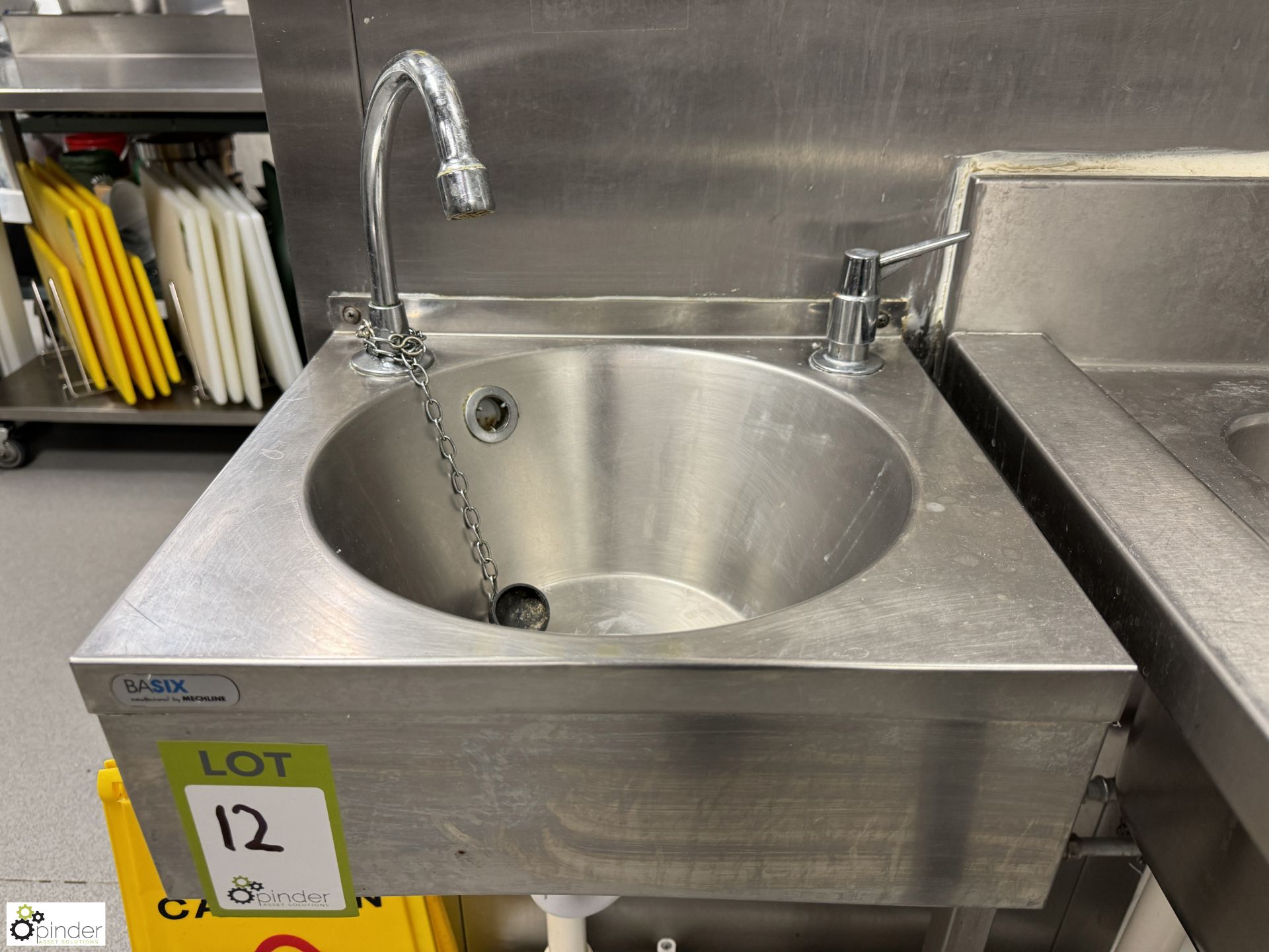 Stainless steel Hand Wash Basin, 380mm x 330mm (location in building – basement kitchen 1)
