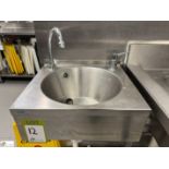 Stainless steel Hand Wash Basin, 380mm x 330mm (location in building – basement kitchen 1)