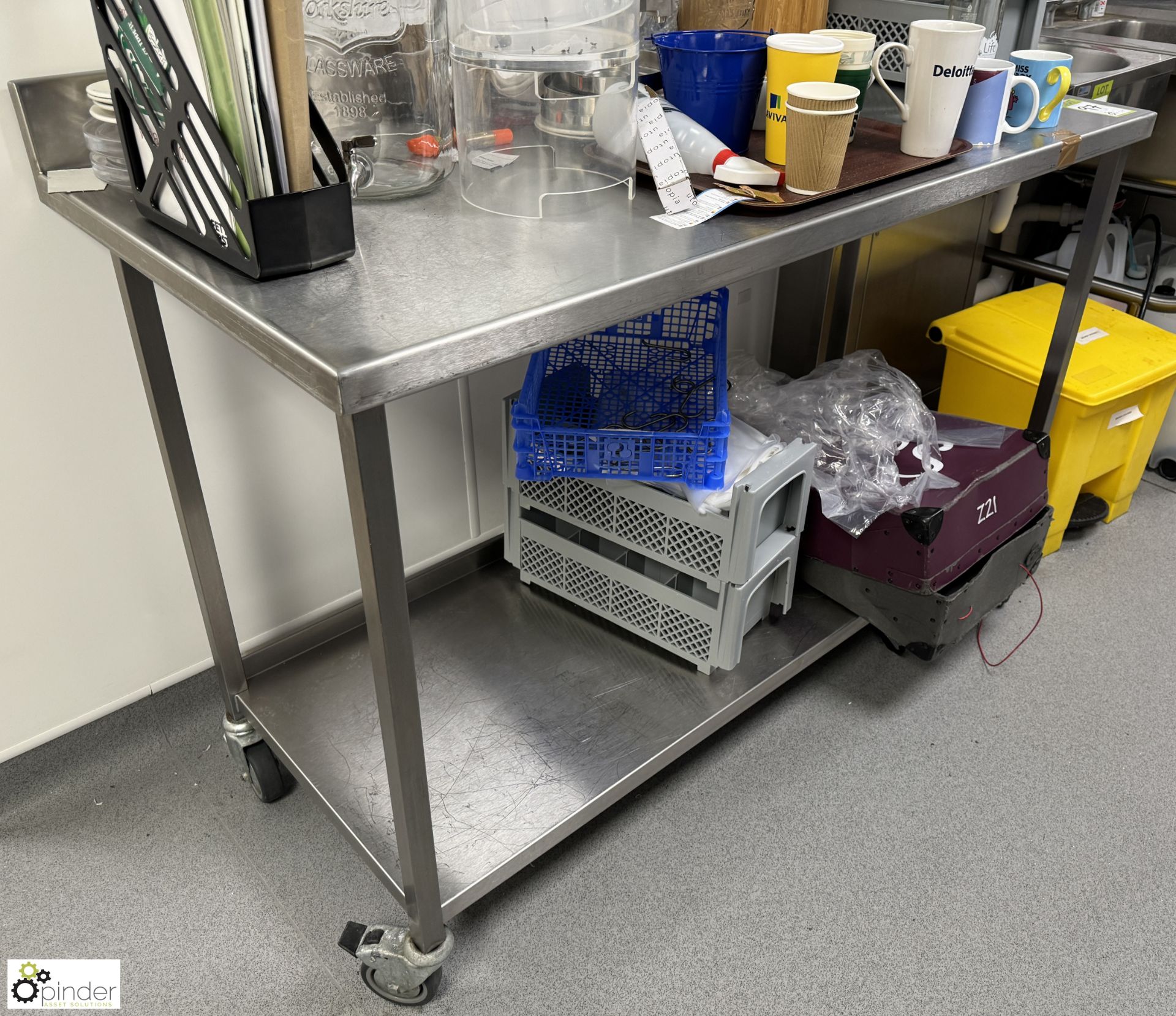 Stainless steel mobile Preparation Table, 1400mm x 700mm x 780mm (location in building – basement - Image 2 of 3