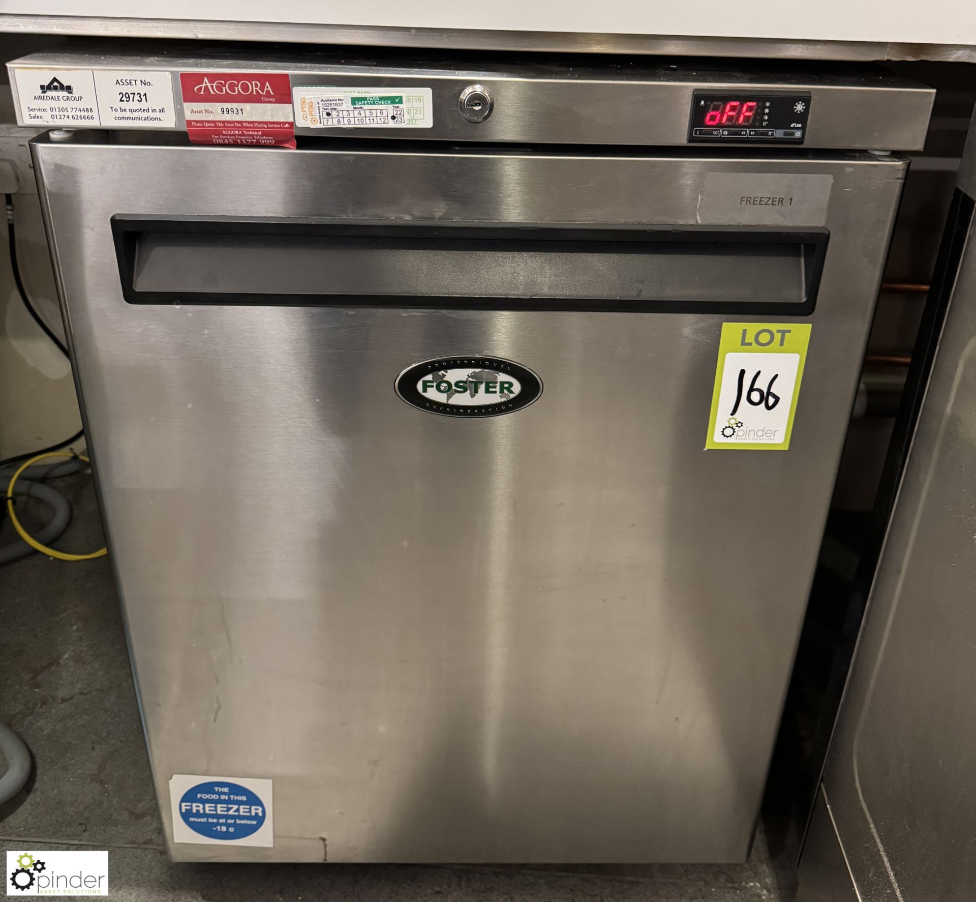 Foster LR150-A stainless steel under counter Freezer, 240volts (location in building - level 11 main