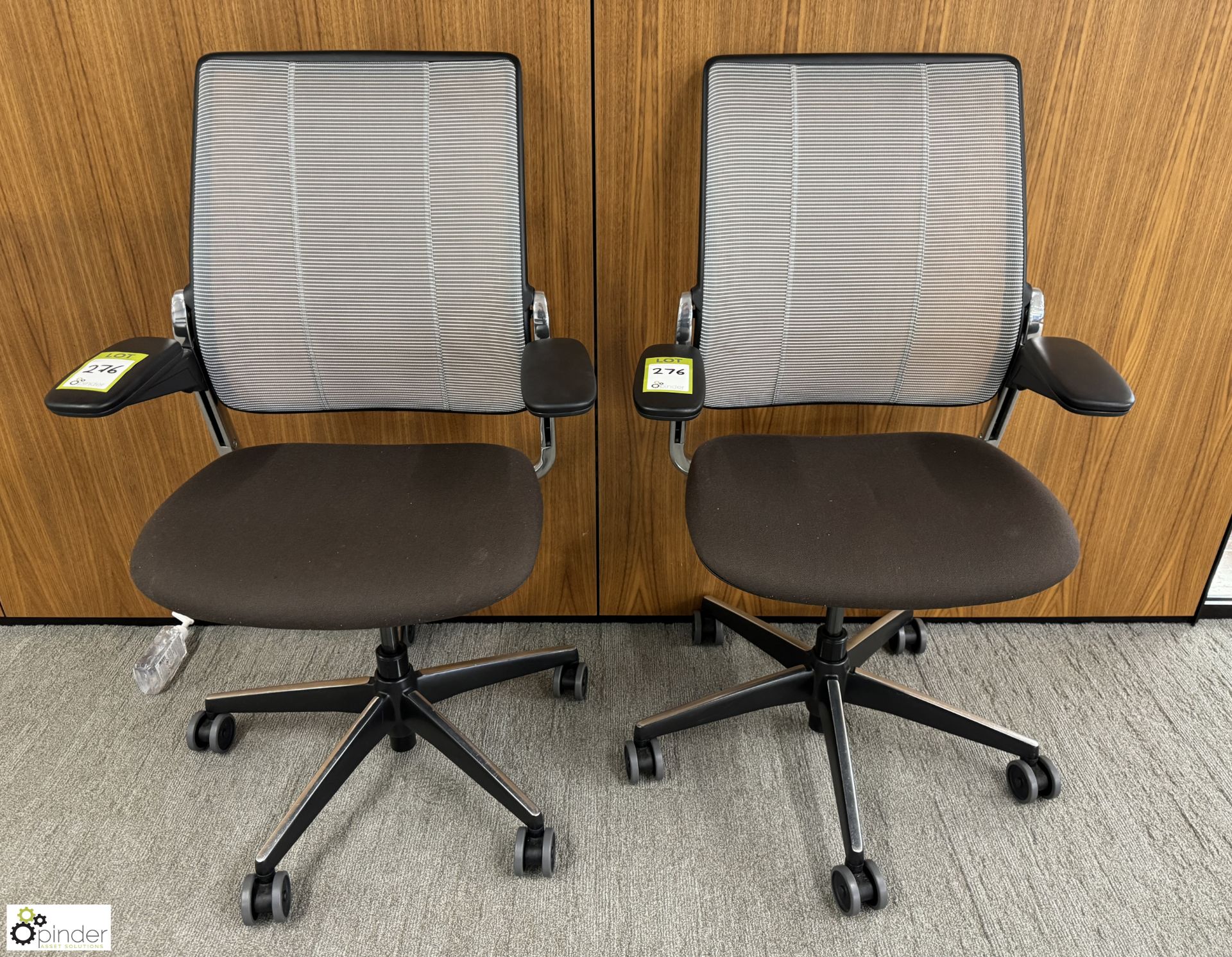 Pair Humanscape chrome/mesh back ergonomic Office Swivel Armchairs (location in building – level