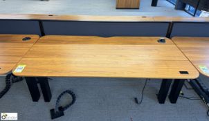 OMT back to back powered rise and fall Desks, 1600mm x 800mm per desk leaf, cherry veneer,with