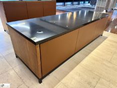 Reception Desk with granite top leather panelled front, 2760mm x 910mm x 760mm and 2-drawer mobile