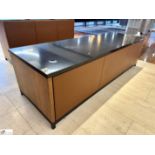 Reception Desk with granite top leather panelled front, 2760mm x 910mm x 760mm and 2-drawer mobile