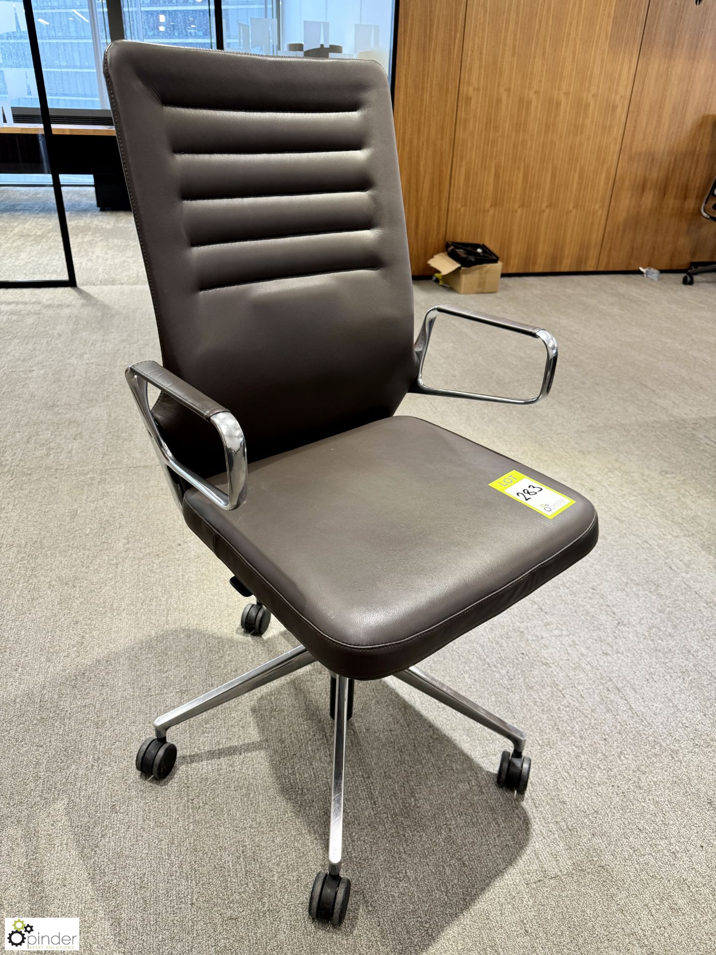 Vitra AC5 Studio wheeled leather/chrome swivel Office Armchair (location in building – level 22)