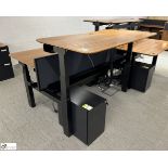 OMT back to back powered rise and fall Desks, 1600mm x 800mm per desk leaf, cherry veneer, with