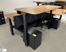 OMT back to back powered rise and fall Desks, 1600mm x 800mm per desk leaf, cherry veneer, with