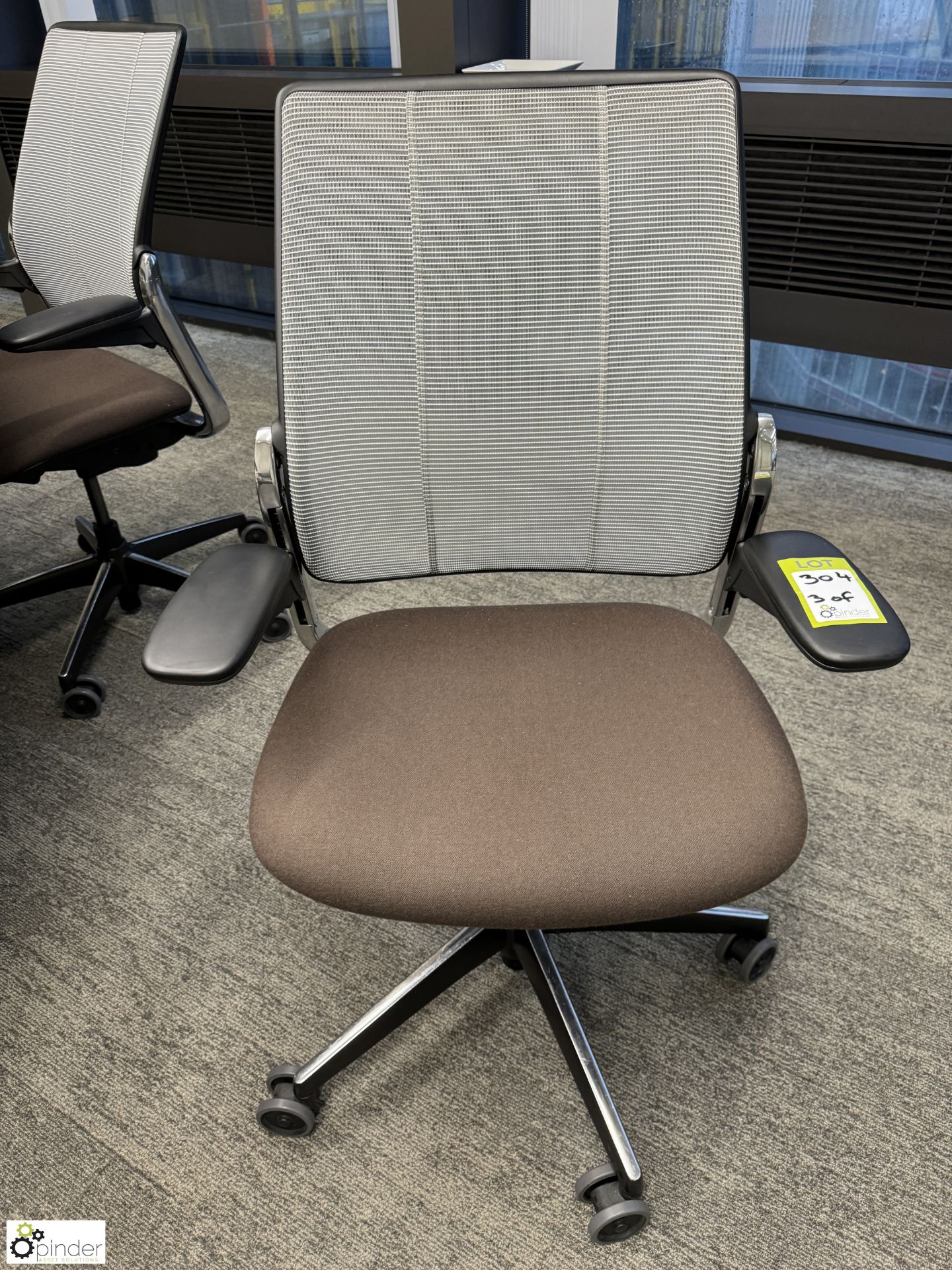 Pair Humanscape chrome/mesh back ergonomic Office Swivel Armchairs (location in building – level - Image 2 of 4