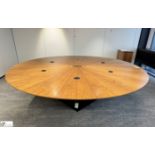 Cherry veneer circular Meeting Table, 2600mm diameter x 800mm, with cable management and central