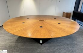 Cherry veneer circular Meeting Table, 2600mm diameter x 800mm, with cable management and central