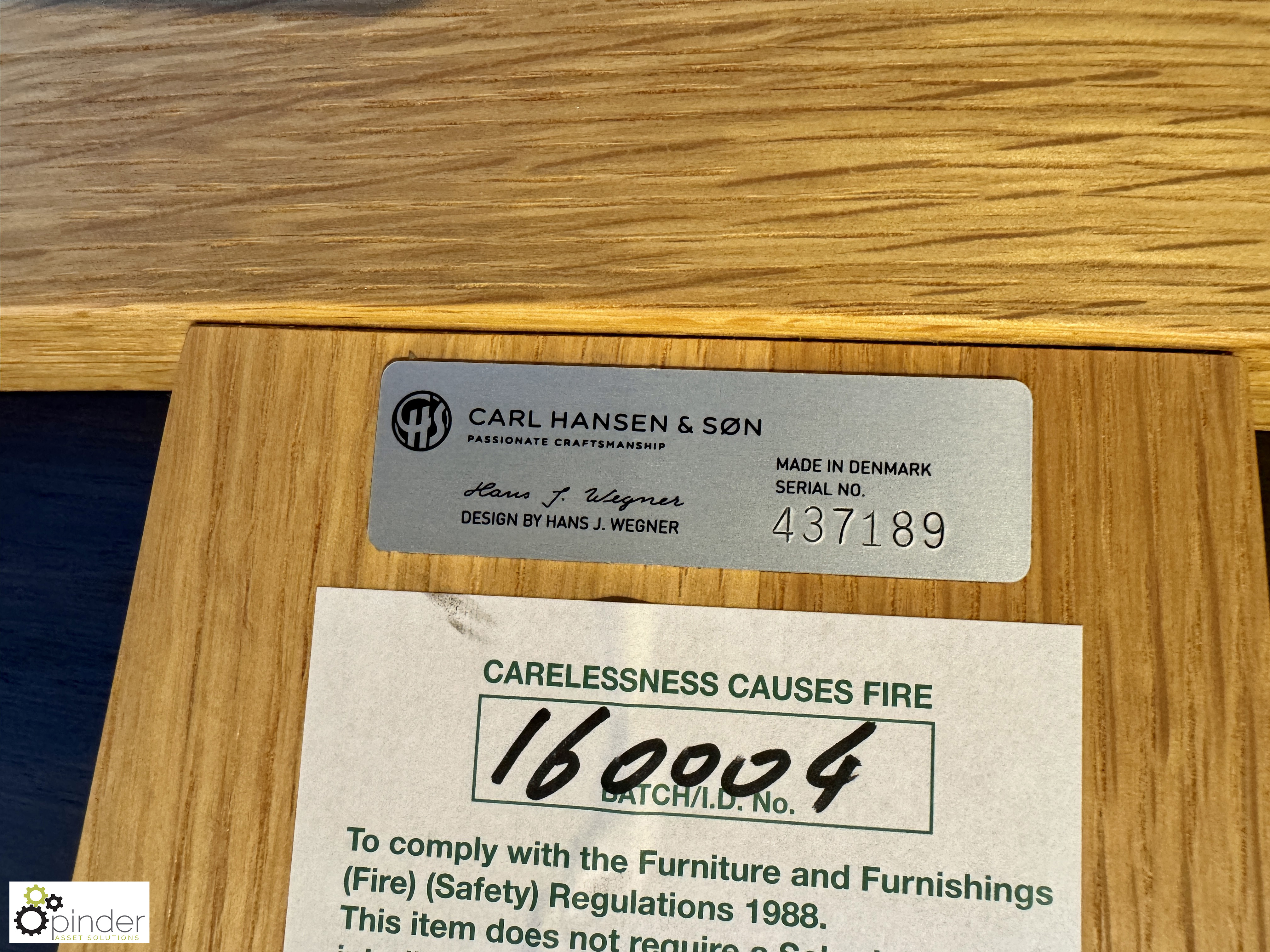 Carl Hansen & Son Shell Chair, “The Smiling Chair”, designed by Hans J Wegner, serial number - Image 6 of 7