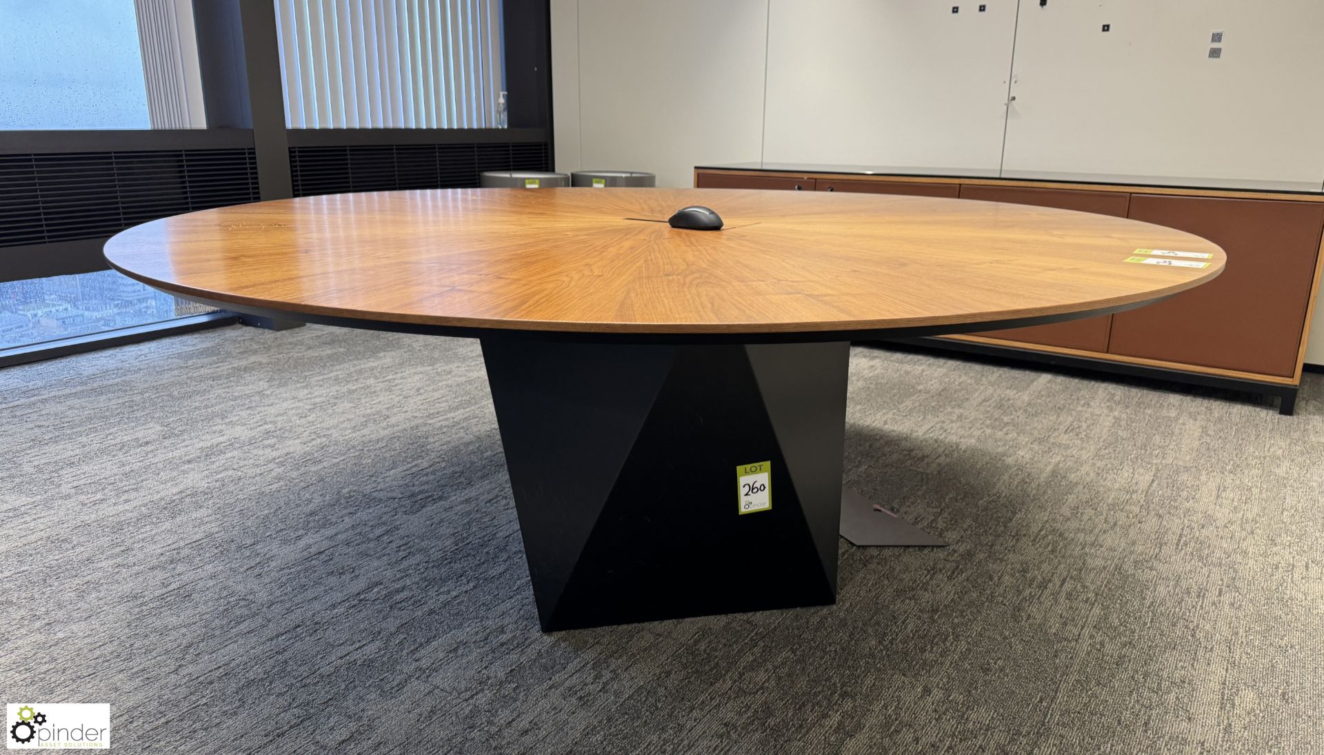 Cherry veneer circular Meeting Table, 2000mm diameter x 760mm, with cable management and central - Image 2 of 6