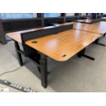 OMT back to back powered rise and fall Desks, 1600mm x 800mm per desk leaf, cherry veneer, with