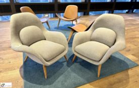 Pair Fredericia upholstered Reception Chairs, designed by Space Copenhagen (location in building –