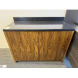 Mahogany double door Cabinet, 1000mm x 450mm x 745mm, with granite top (location in building – level