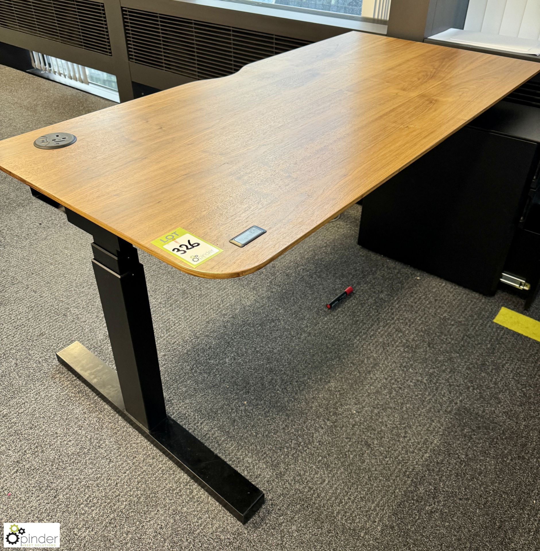 OMT powered rise and fall Desk, 1600mm x 775mm, cherry veneer (location in building – level 19) - Image 3 of 6