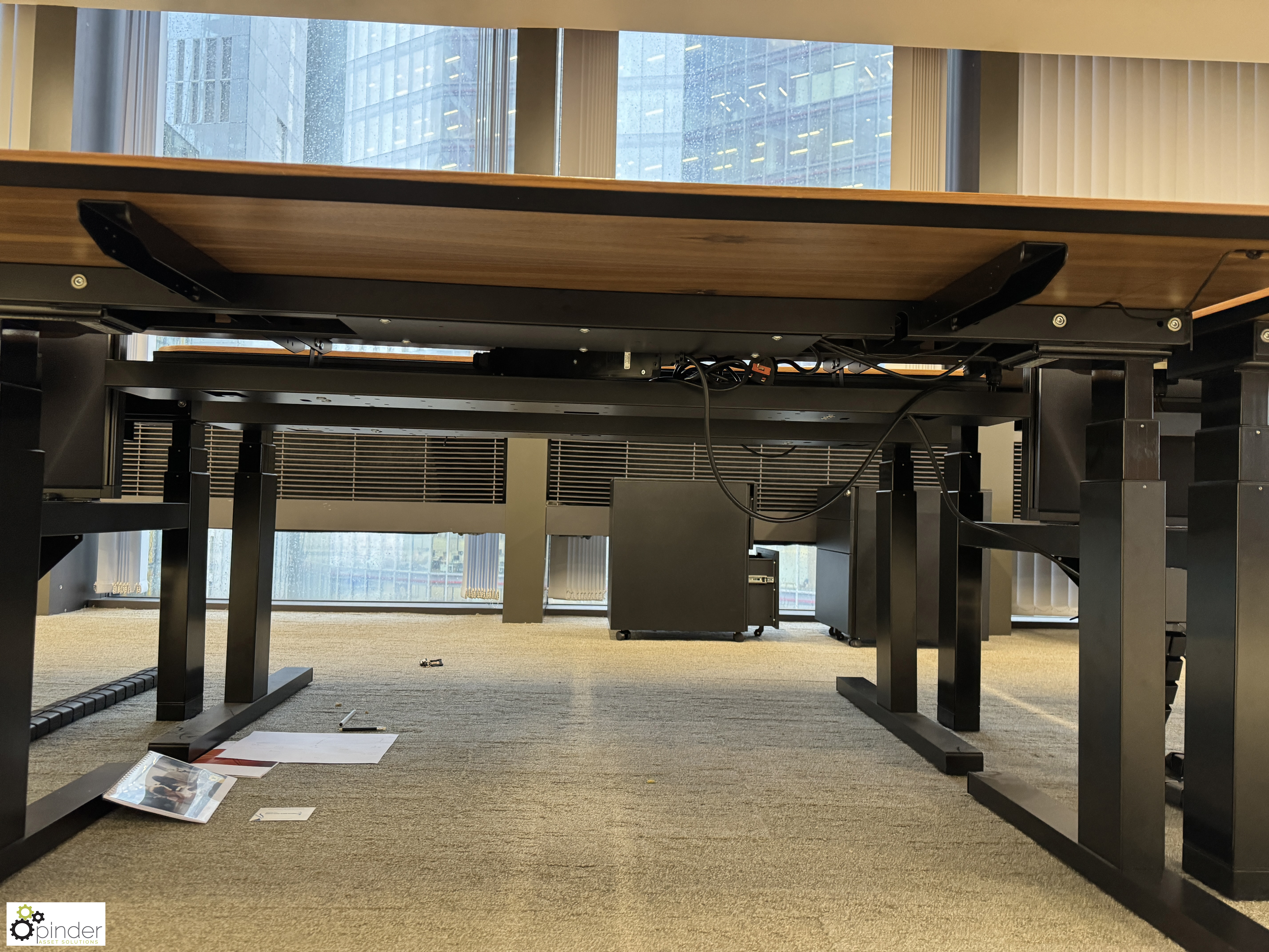 OMT powered rise and fall Desk, cherry veneer, finish, 1600mm x 775mm (location in building – - Image 3 of 4