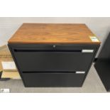 Maine steel 2-door lateral Filing Cabinet, 800mm x 450mm x 730mm, with cherry veneer top (location