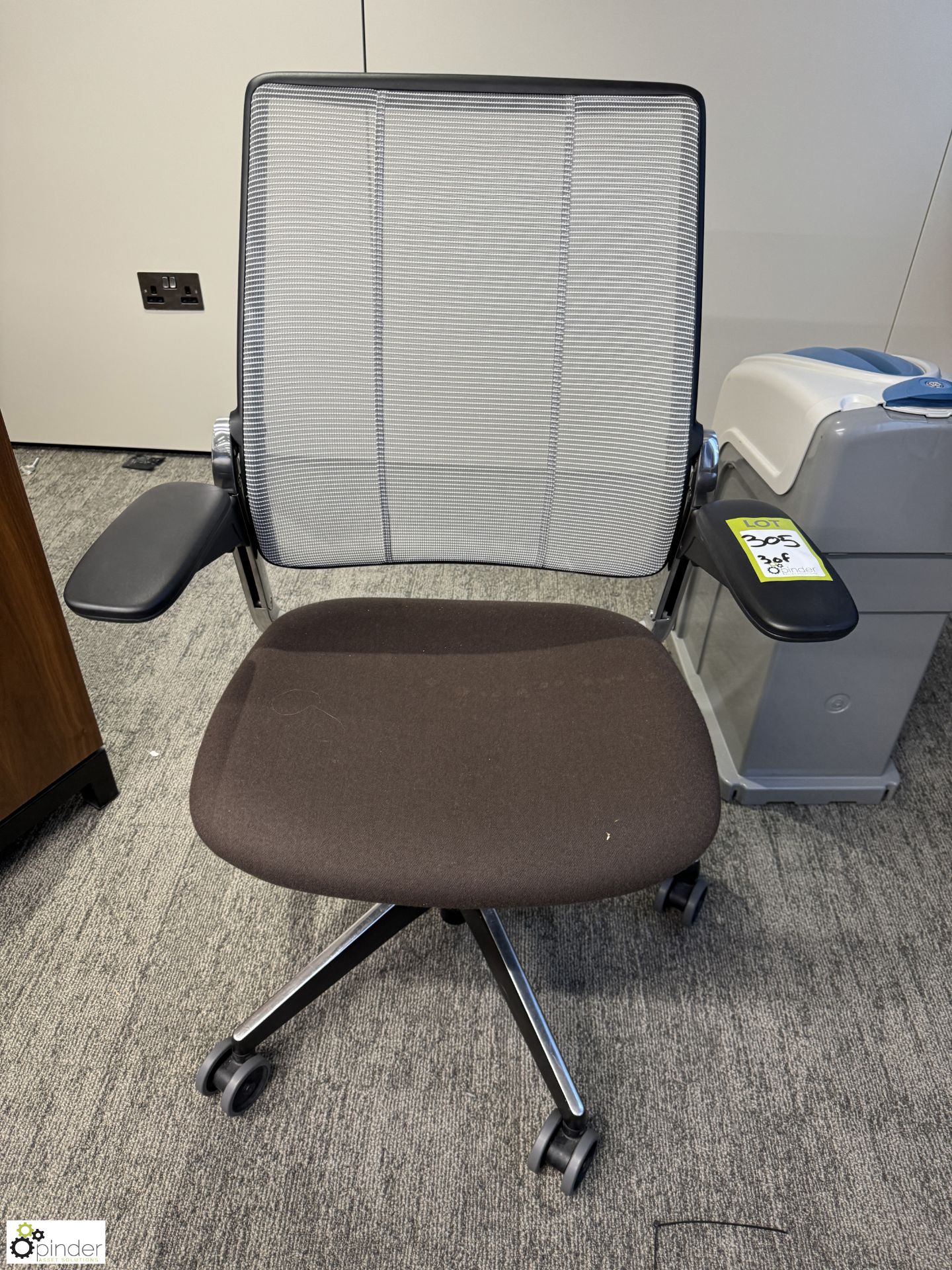 Pair Humanscape chrome/mesh back ergonomic Office Swivel Armchairs (location in building – level - Image 2 of 4