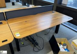 OMT back to back powered rise and fall Desks, 1600mm x 800mm per desk leaf, cherry veneer, with