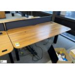 OMT back to back powered rise and fall Desks, 1600mm x 800mm per desk leaf, cherry veneer, with