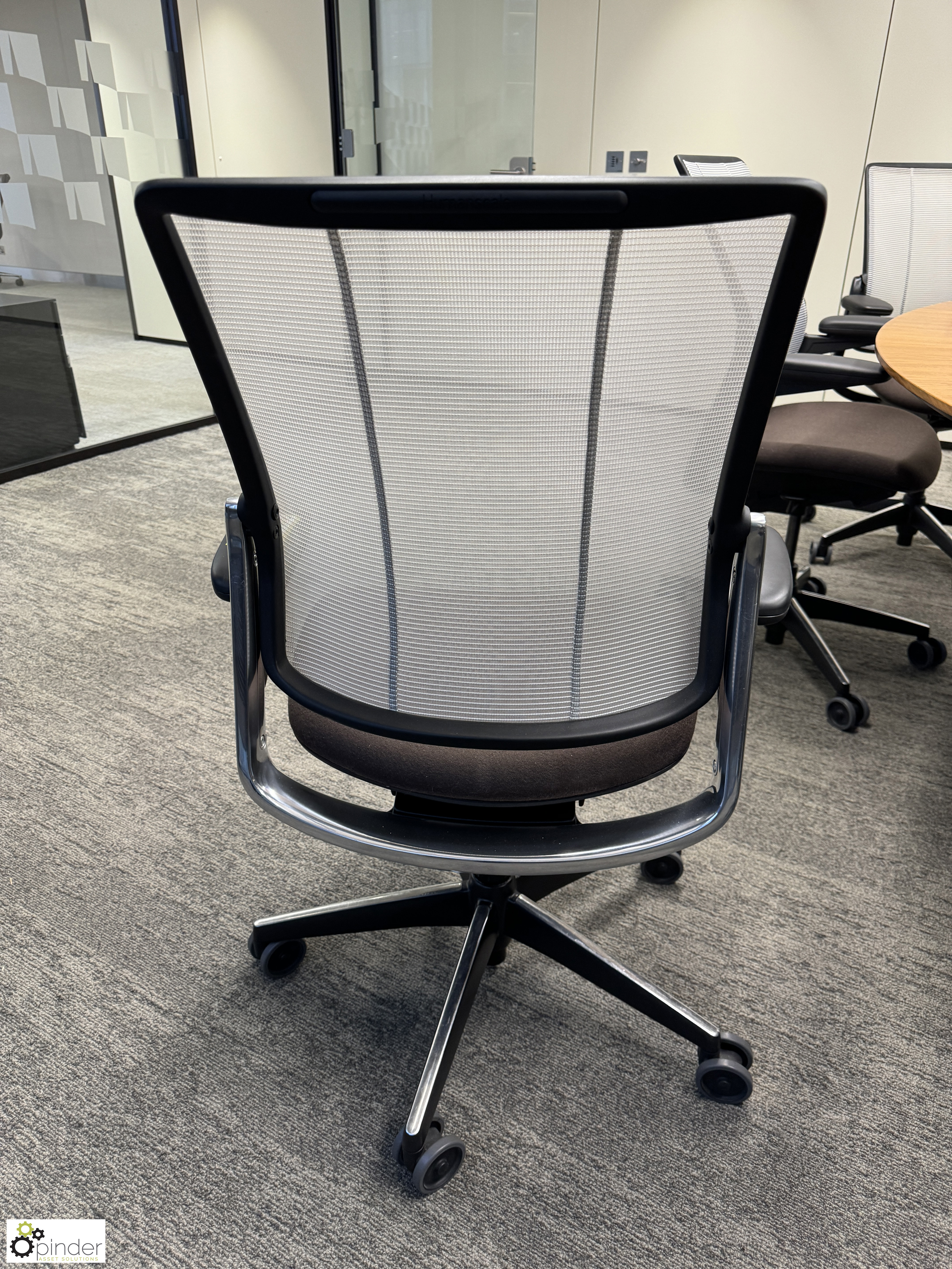 Pair Humanscape chrome/mesh back ergonomic Office Swivel Armchairs (location in building – level - Image 3 of 4