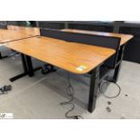 OMT back to back powered rise and fall Desks, 1600mm x 800mm per desk leaf, cherry veneer, with