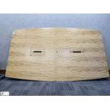 Maple effect shaped Meeting Table, 2400mm x 1400mm max, with chrome legs (location in building –