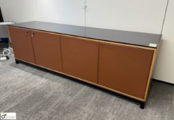 Oak 4-door Credenza, 2400mm x 600mm x 750mm, with granite top (location in building – level 22)