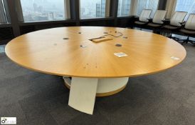 Light oak veneered circular Meeting Table, with cable management and centre base (location in
