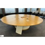 Light oak veneered circular Meeting Table, with cable management and centre base (location in