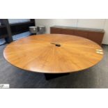 Cherry veneer circular Meeting Table, 2000mm diameter x 760mm, with cable management and central