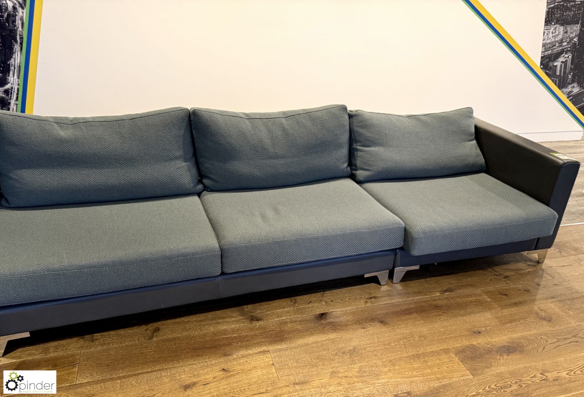 Lyndon Design L-shaped leather and upholstered Sofa, 3850mm x 1030mm and 1900mm x 1030mm (location - Image 6 of 7