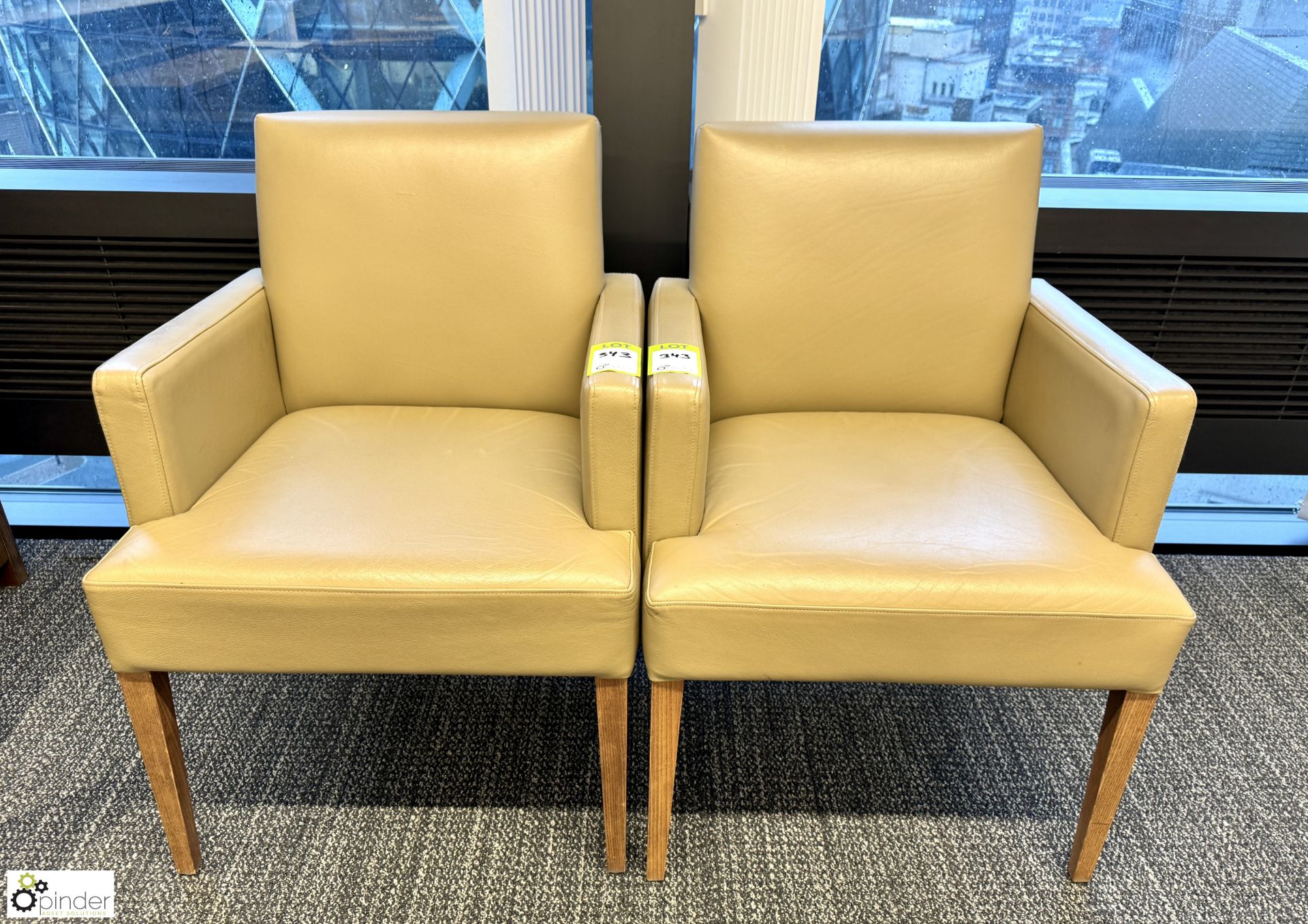 Pair leather Reception Armchairs (location in building – level 7)