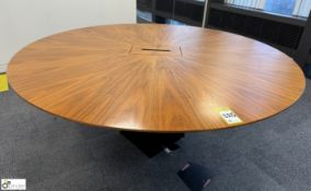Dark oak veneer circular Meeting Table, 1800mm x 750mm, with cable management (location in