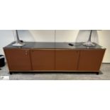 Cherry veneer 4-door Credenza, 2400mm x 600mm x 750mm, with granite top (location in building –