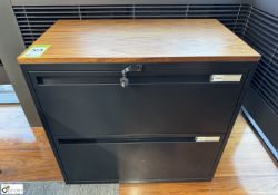 Maine steel 2-door lateral Filing Cabinet, 800mm x 450mm x 730mm, with cherry veneer top (location
