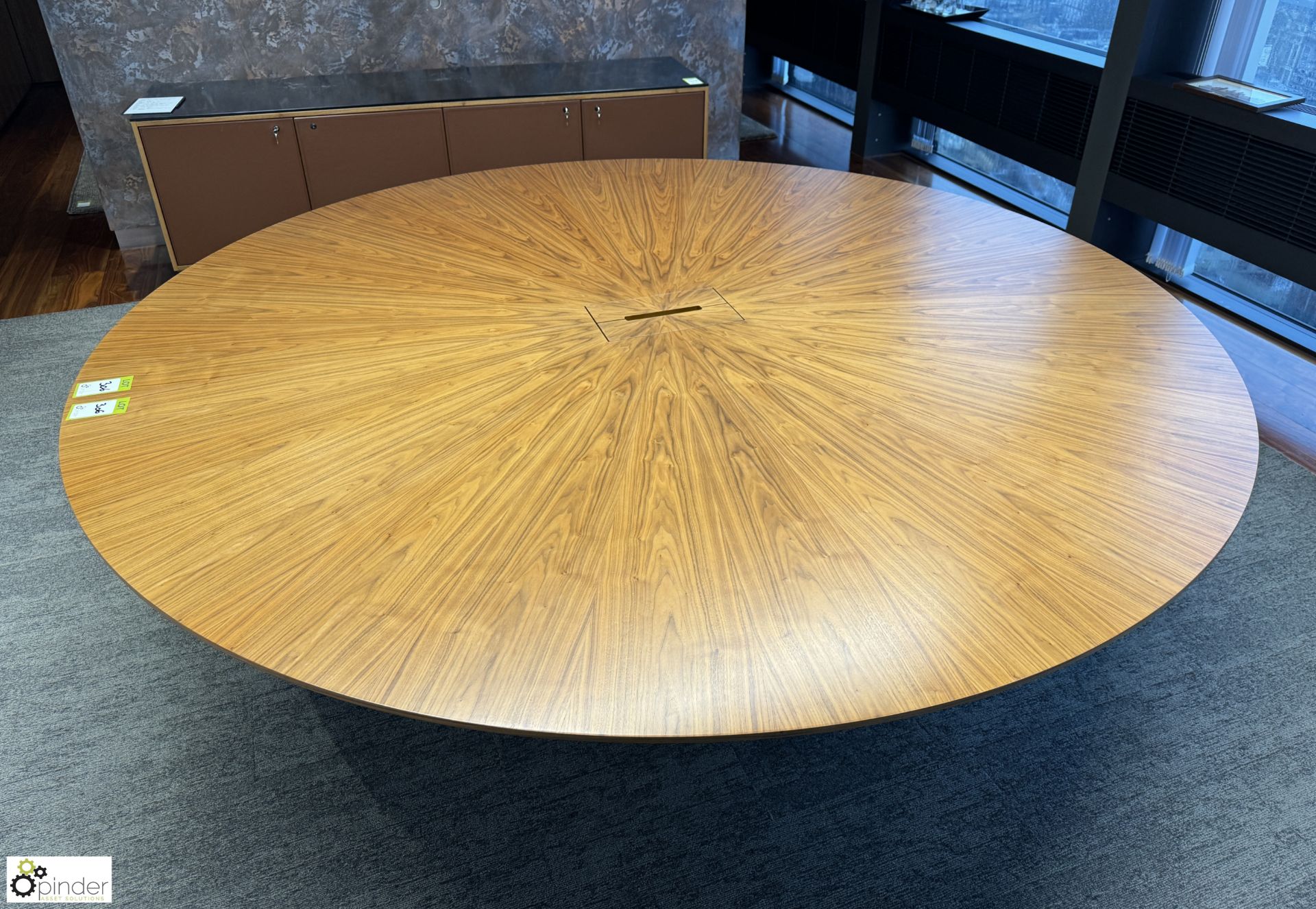 Cherry veneer circular Meeting Table, 2600mm diameter x 800mm, with cable management and central - Image 6 of 7