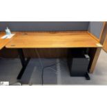 OMT powered rise and fall Desk, cherry veneer finish, 1600mm x 775mm, with steel 2-drawer