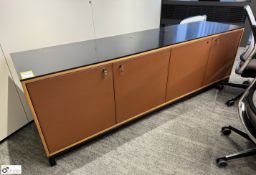 Cherry veneer, 4-door Credenza, 2400mm x 600mm x 750mm, with granite top and including fridge (