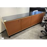 Cherry veneer, 4-door Credenza, 2400mm x 600mm x 750mm, with granite top and including fridge (