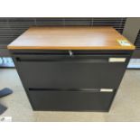 Maine steel 2-door lateral Filing Cabinet, 800mm x 450mm x 730mm, with oak top (location in building