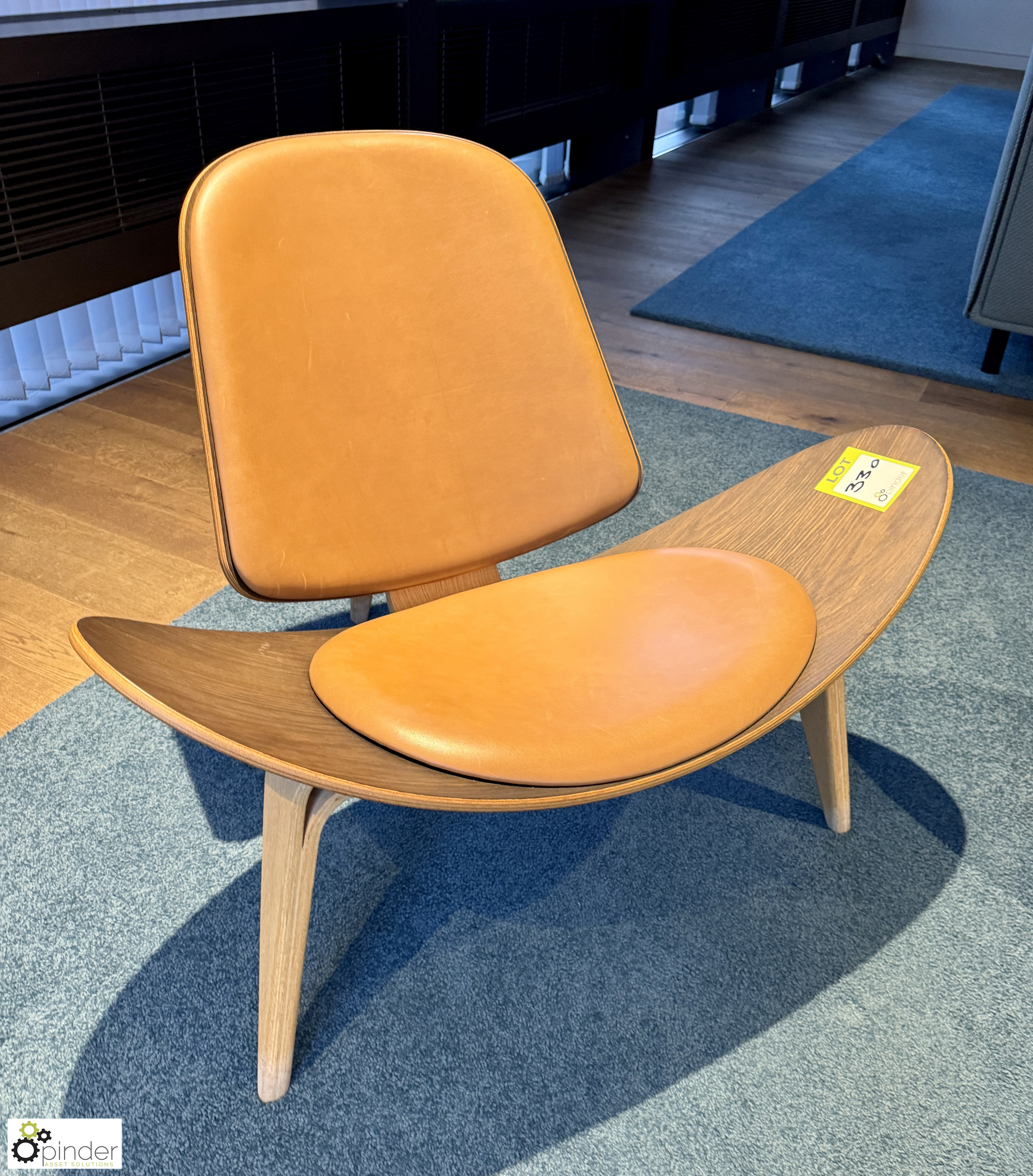 Carl Hansen & Son Shell Chair, “The Smiling Chair”, designed by Hans J Wegner, serial number