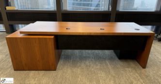 Cherry veneer Executive Desk, 2400mm x 900mm x 760mm, with 3 air charges, plug socket, bookcase