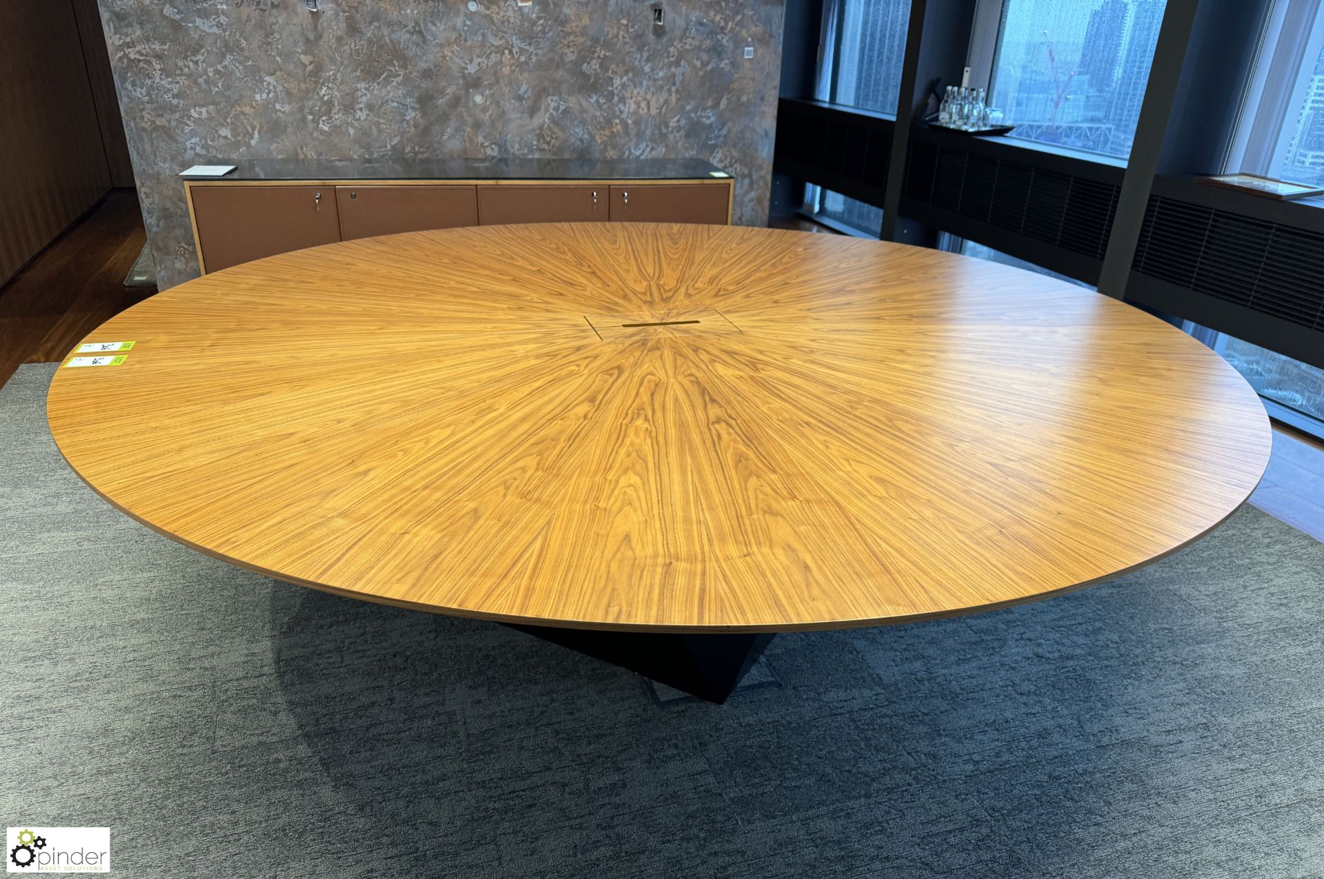 Cherry veneer circular Meeting Table, 2600mm diameter x 800mm, with cable management and central - Image 5 of 7