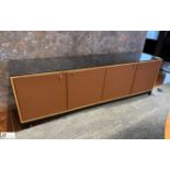 Cherry veneer 4-door Credenza, 2400mm x 600mm x 750mm, with granite top (location in building –