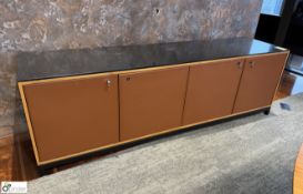 Cherry veneer 4-door Credenza, 2400mm x 600mm x 750mm, with granite top (location in building –