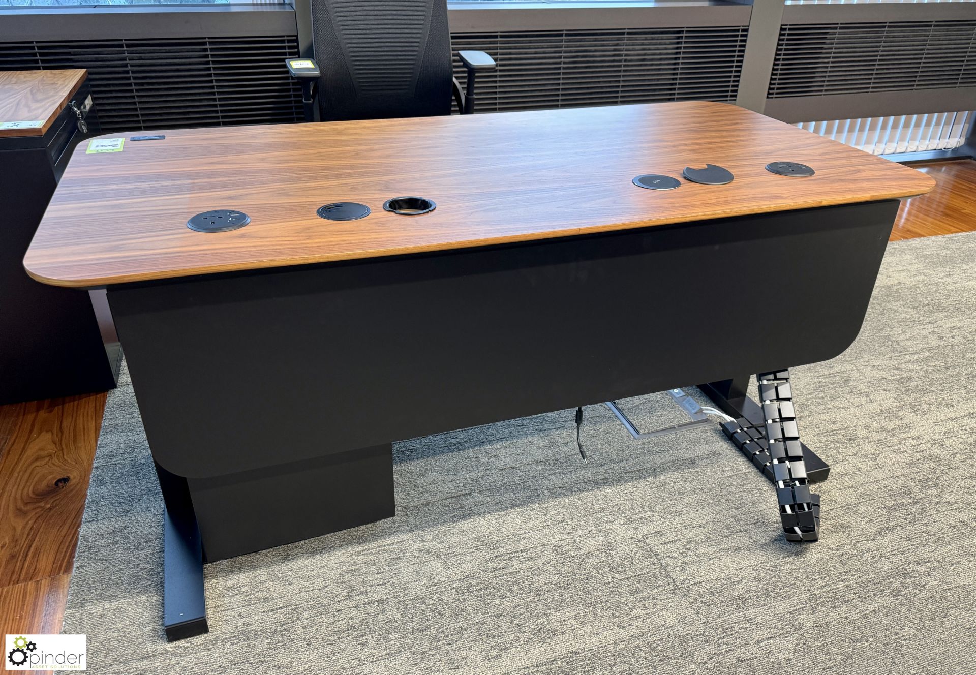 OMT powered rise and fall Desk, Cherry veneer finish, 1600mm x 775mm, with steel 2-drawer - Image 3 of 6