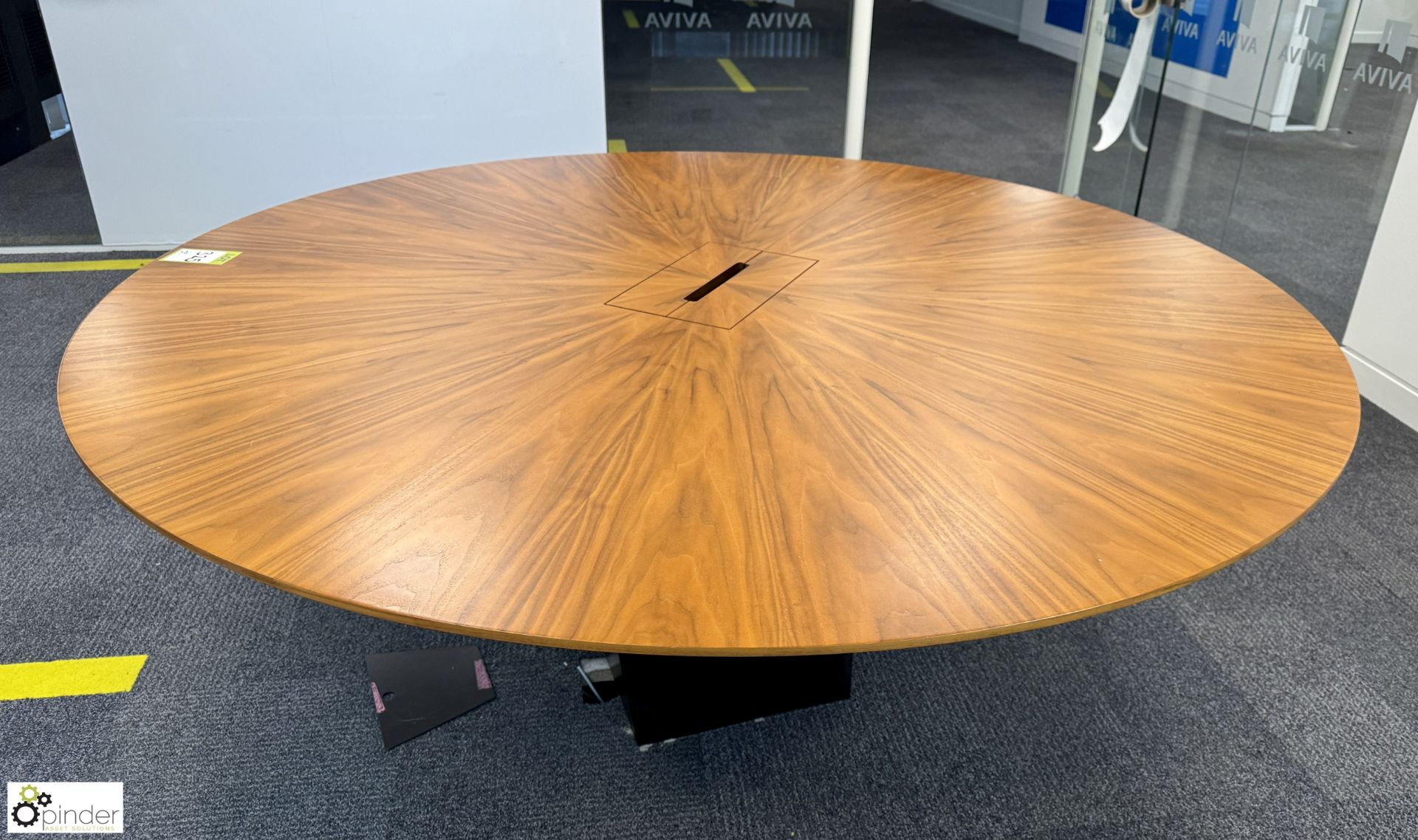 Dark oak veneer circular Meeting Table, 1800mm x 750mm, with cable management (location in - Image 5 of 6