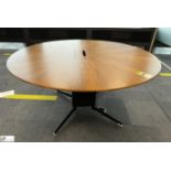 Dark oak veneer circular Meeting Table, 1500mm x 750mm, with cable management and base (location